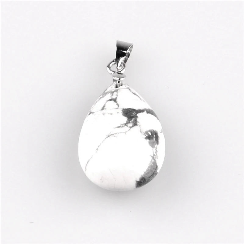 Assorted Natural Stone Water Drop Pendants Pendulum Crystal Fluorite Opalite obsidian Chakra Healing Reiki Beads
