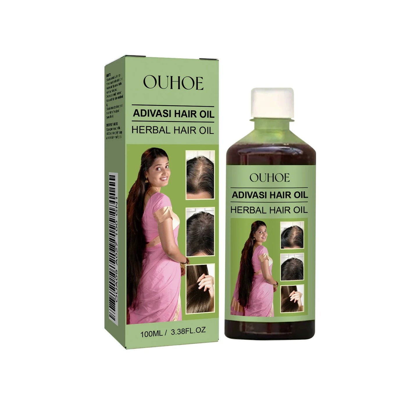 OUHOE Adivasi Herbal Hair Oil 100ml, Natural Hair Growth Oil for Dry Damaged Hair, Nourishing Anti-Frizz Hair Care Serum