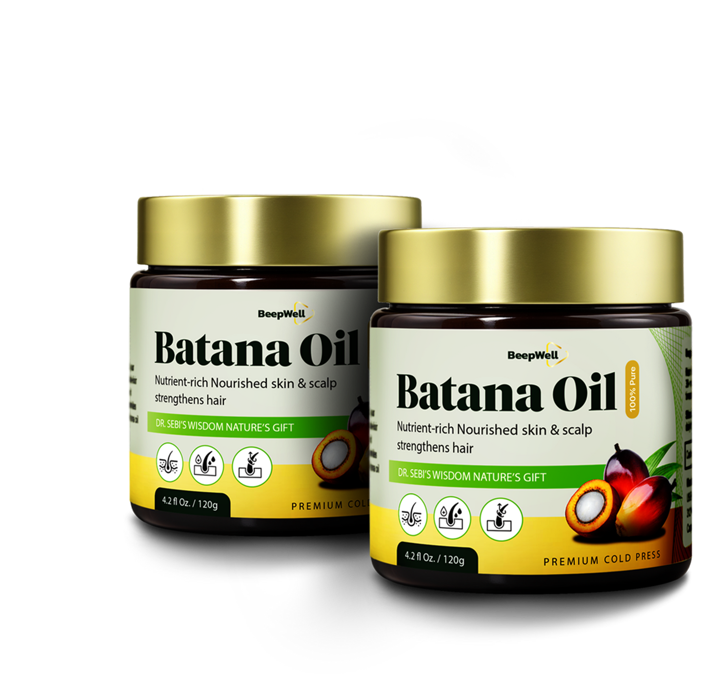 BeepWell Cold-Pressed Batana Oil – 100% Natural, Raw & Unrefined – Pack of 2