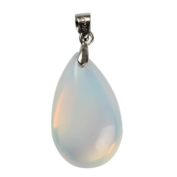 Assorted Natural Stone Water Drop Pendants Pendulum Crystal Fluorite Opalite obsidian Chakra Healing Reiki Beads