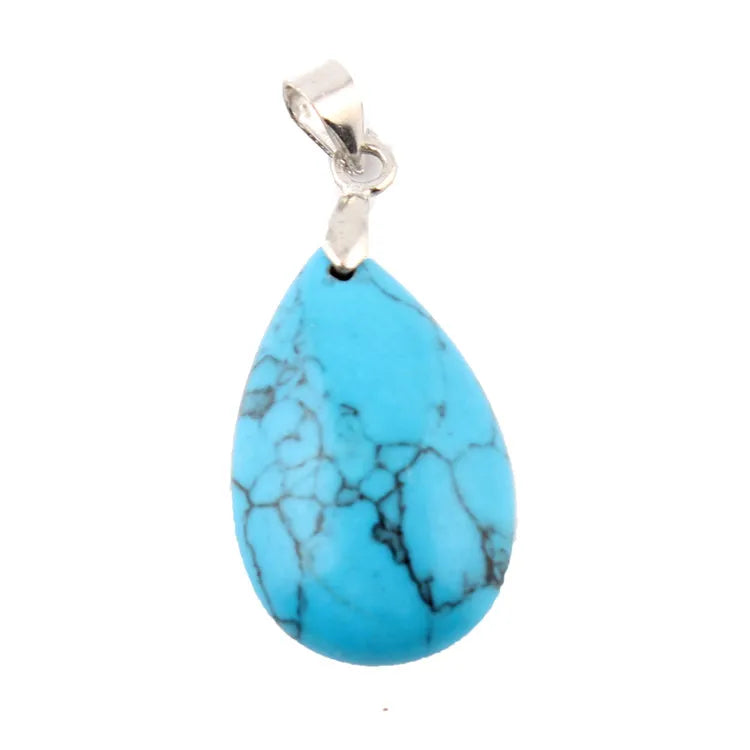 Assorted Natural Stone Water Drop Pendants Pendulum Crystal Fluorite Opalite obsidian Chakra Healing Reiki Beads