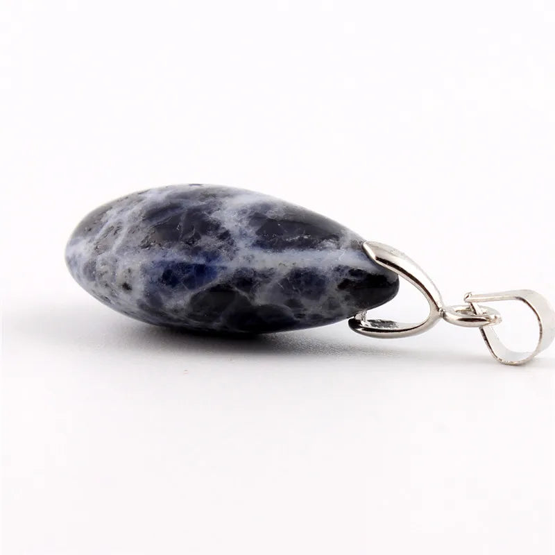 Assorted Natural Stone Water Drop Pendants Pendulum Crystal Fluorite Opalite obsidian Chakra Healing Reiki Beads