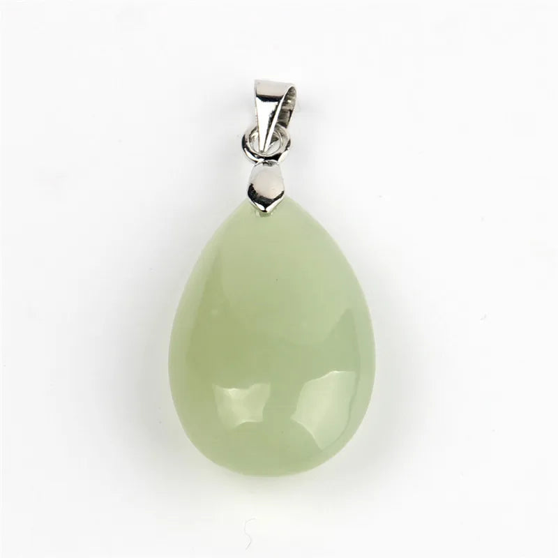Assorted Natural Stone Water Drop Pendants Pendulum Crystal Fluorite Opalite obsidian Chakra Healing Reiki Beads