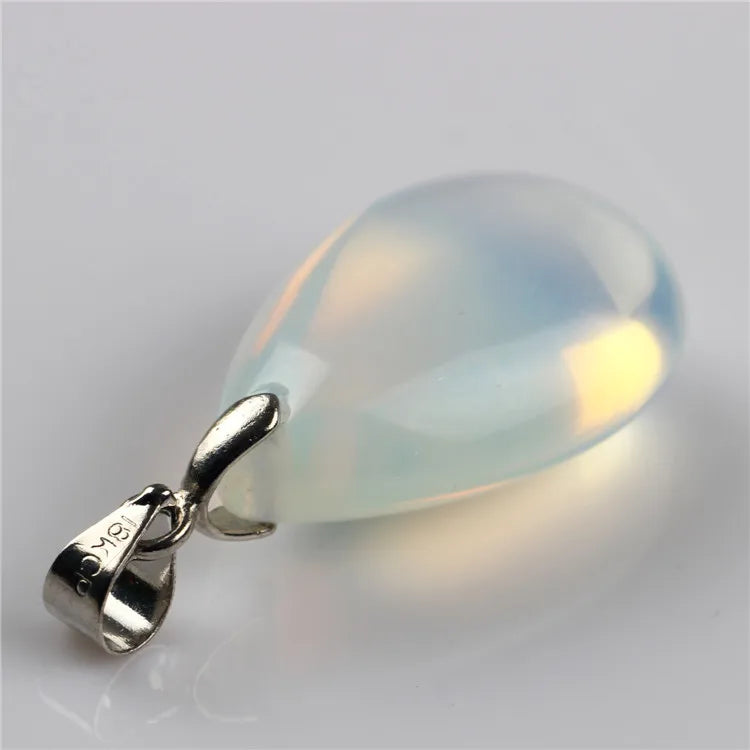 Assorted Natural Stone Water Drop Pendants Pendulum Crystal Fluorite Opalite obsidian Chakra Healing Reiki Beads