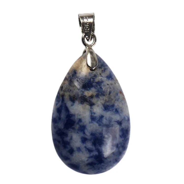 Assorted Natural Stone Water Drop Pendants Pendulum Crystal Fluorite Opalite obsidian Chakra Healing Reiki Beads