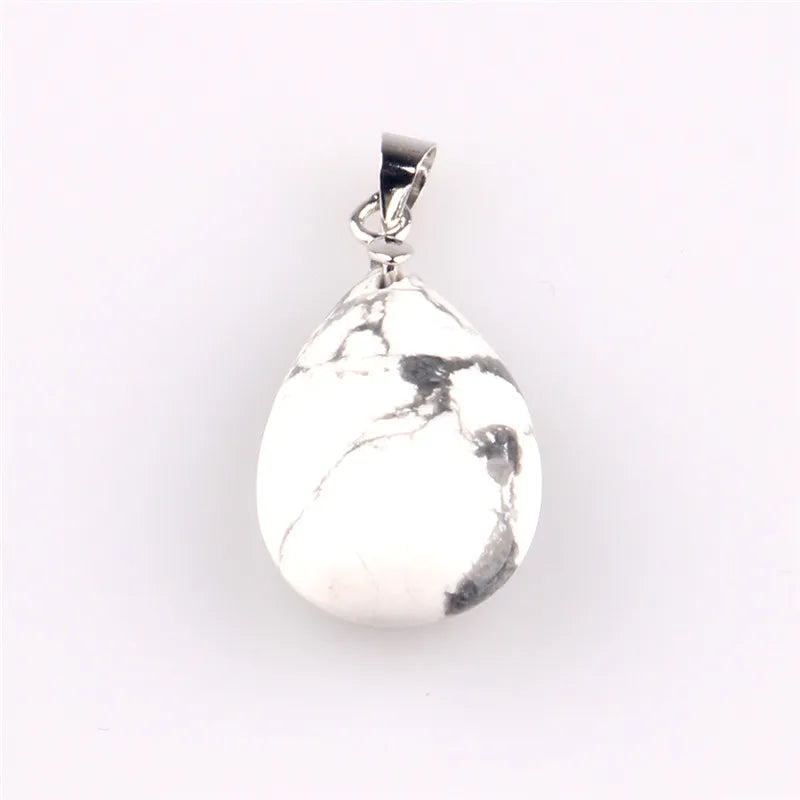 Assorted Natural Stone Water Drop Pendants Pendulum Crystal Fluorite Opalite obsidian Chakra Healing Reiki Beads