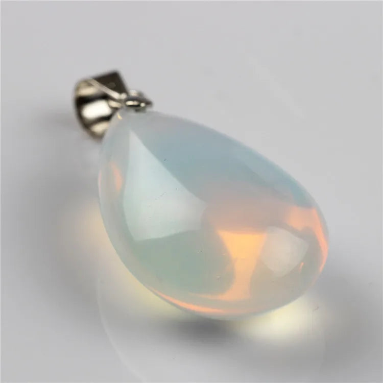 Assorted Natural Stone Water Drop Pendants Pendulum Crystal Fluorite Opalite obsidian Chakra Healing Reiki Beads