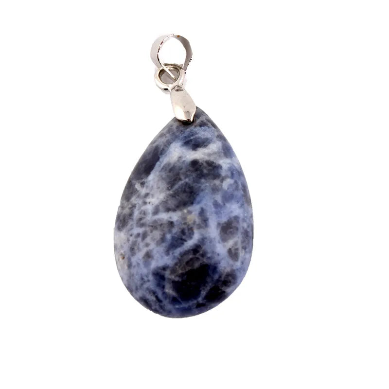 Assorted Natural Stone Water Drop Pendants Pendulum Crystal Fluorite Opalite obsidian Chakra Healing Reiki Beads