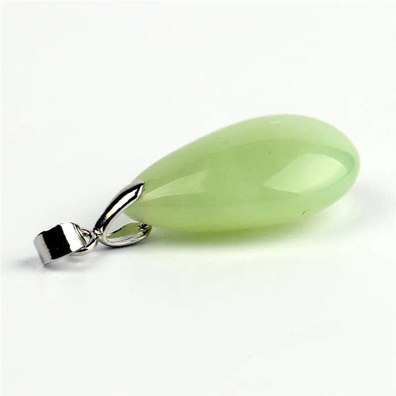 Assorted Natural Stone Water Drop Pendants Pendulum Crystal Fluorite Opalite obsidian Chakra Healing Reiki Beads