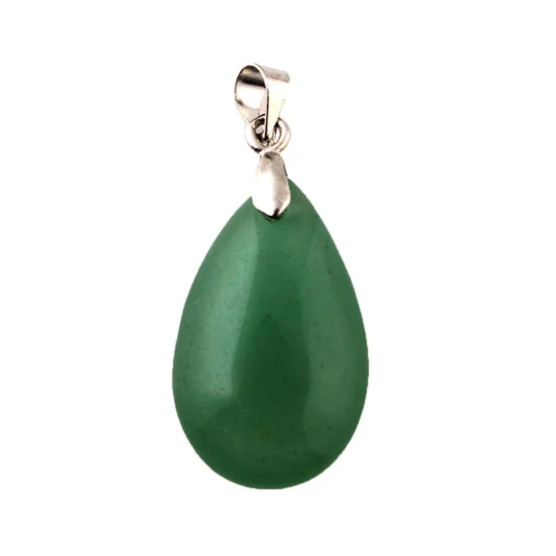 Assorted Natural Stone Water Drop Pendants Pendulum Crystal Fluorite Opalite obsidian Chakra Healing Reiki Beads