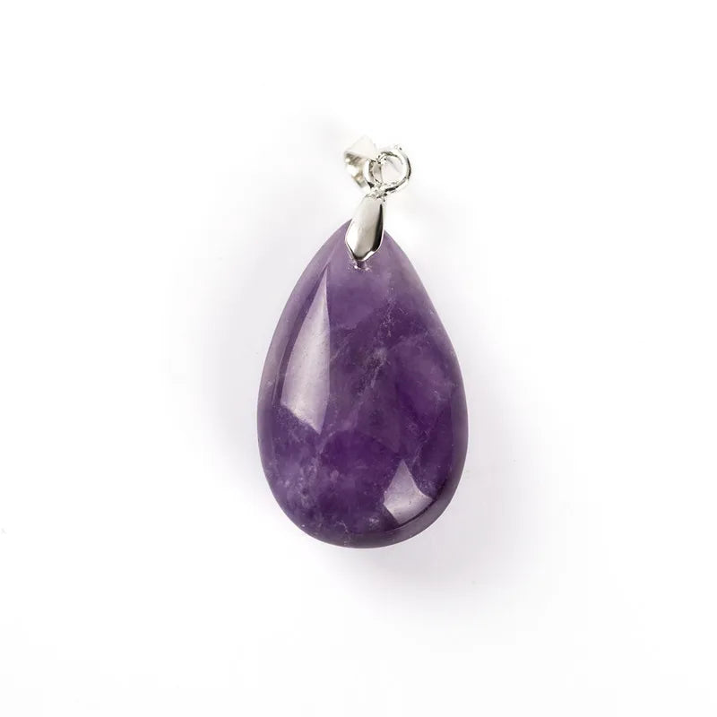 Assorted Natural Stone Water Drop Pendants Pendulum Crystal Fluorite Opalite obsidian Chakra Healing Reiki Beads