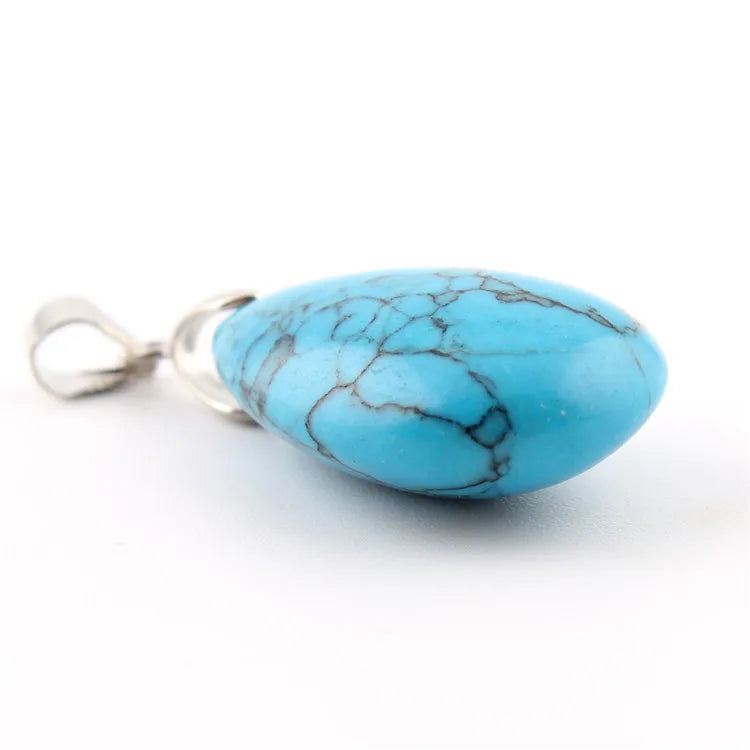 Assorted Natural Stone Water Drop Pendants Pendulum Crystal Fluorite Opalite obsidian Chakra Healing Reiki Beads