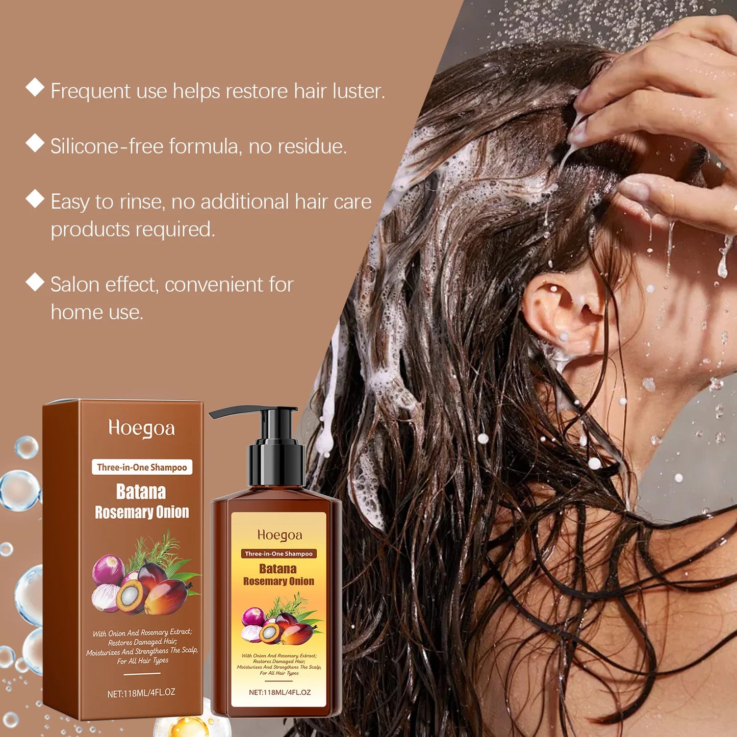 3in1 Batana Rosemary Shampoo Hair Growth Anti Loss Soothing Scalp Deep Cleansing Strengthen Hair Root Repair Nourishing Shampoo