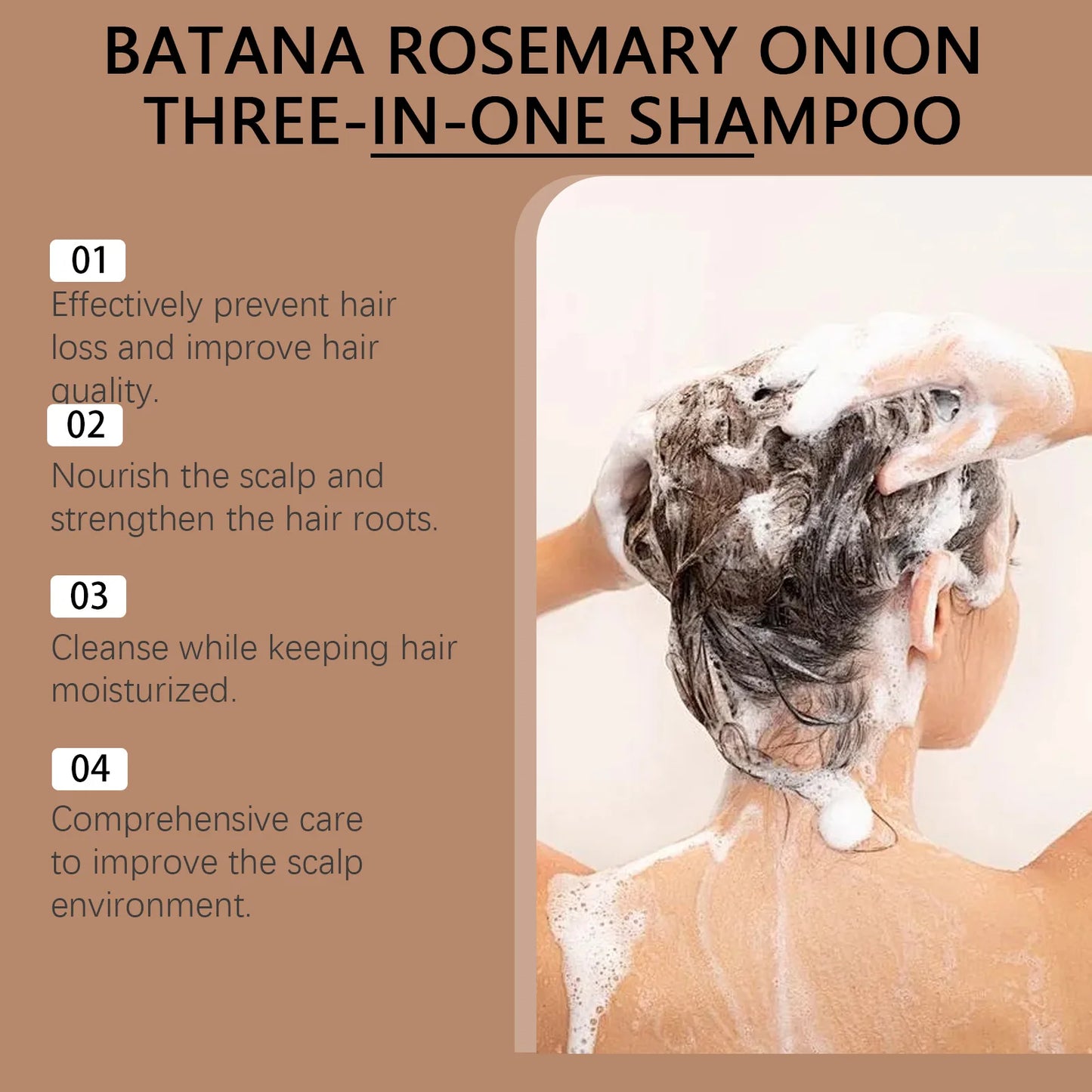 3in1 Batana Rosemary Shampoo Hair Growth Anti Loss Soothing Scalp Deep Cleansing Strengthen Hair Root Repair Nourishing Shampoo
