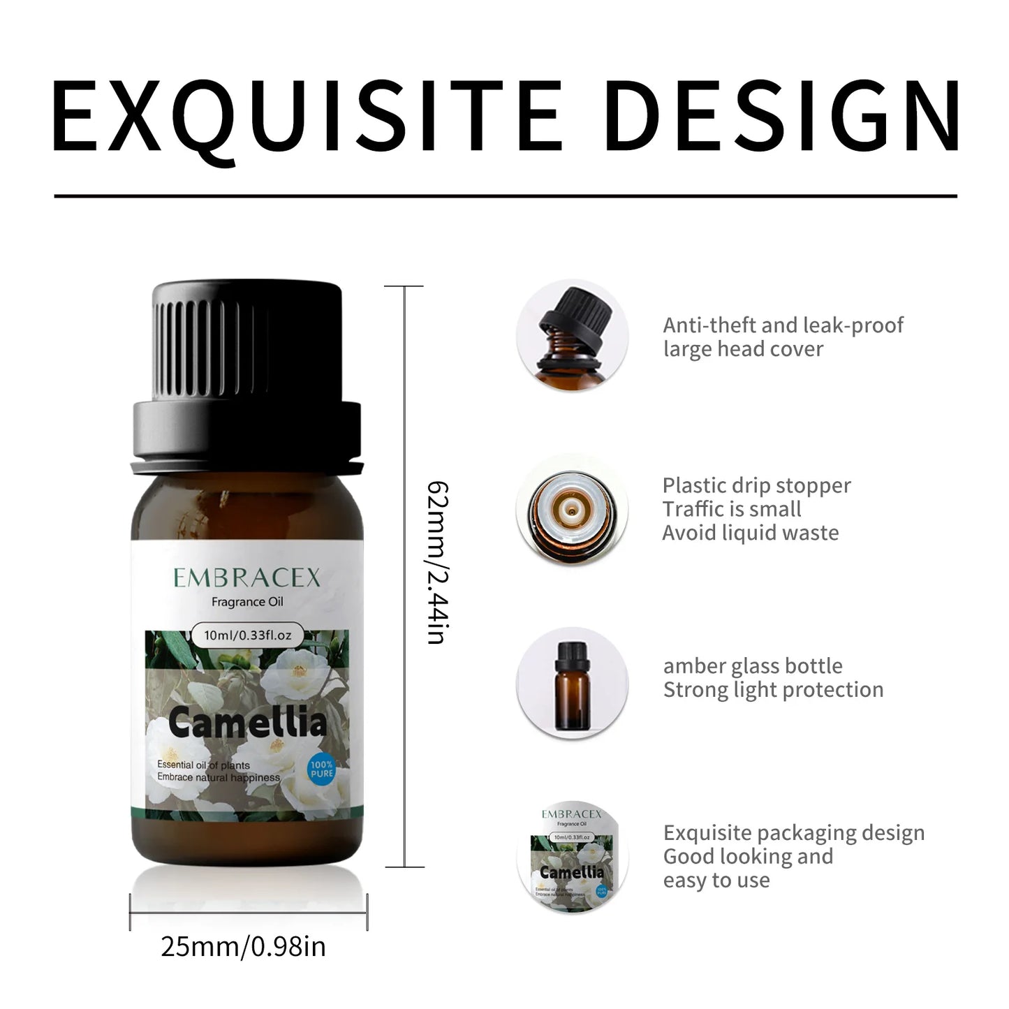 10ml Camellia Essential Oil Natural Herbal Extract for Skincare Bathing Facial  Body Care And Aromatherapy Fresh Scent Gifts