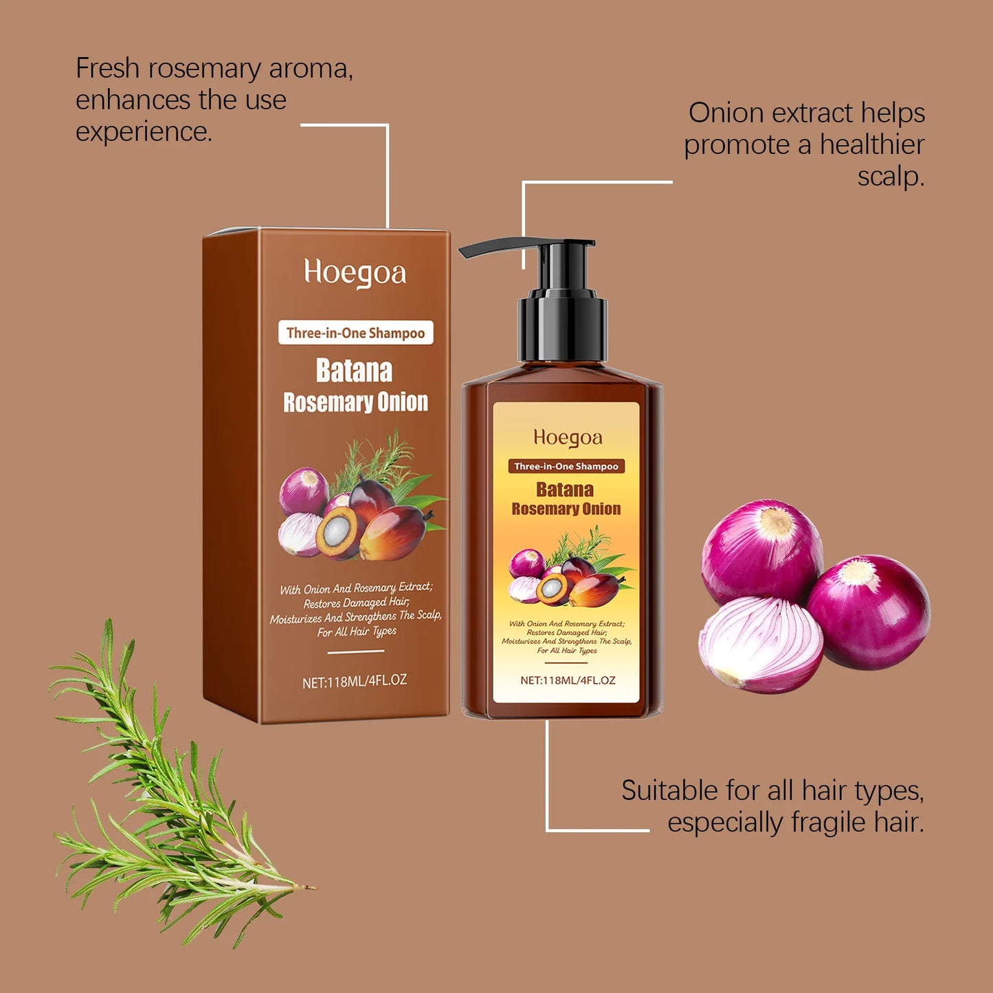 3in1 Batana Rosemary Shampoo Hair Growth Anti Loss Soothing Scalp Deep Cleansing Strengthen Hair Root Repair Nourishing Shampoo